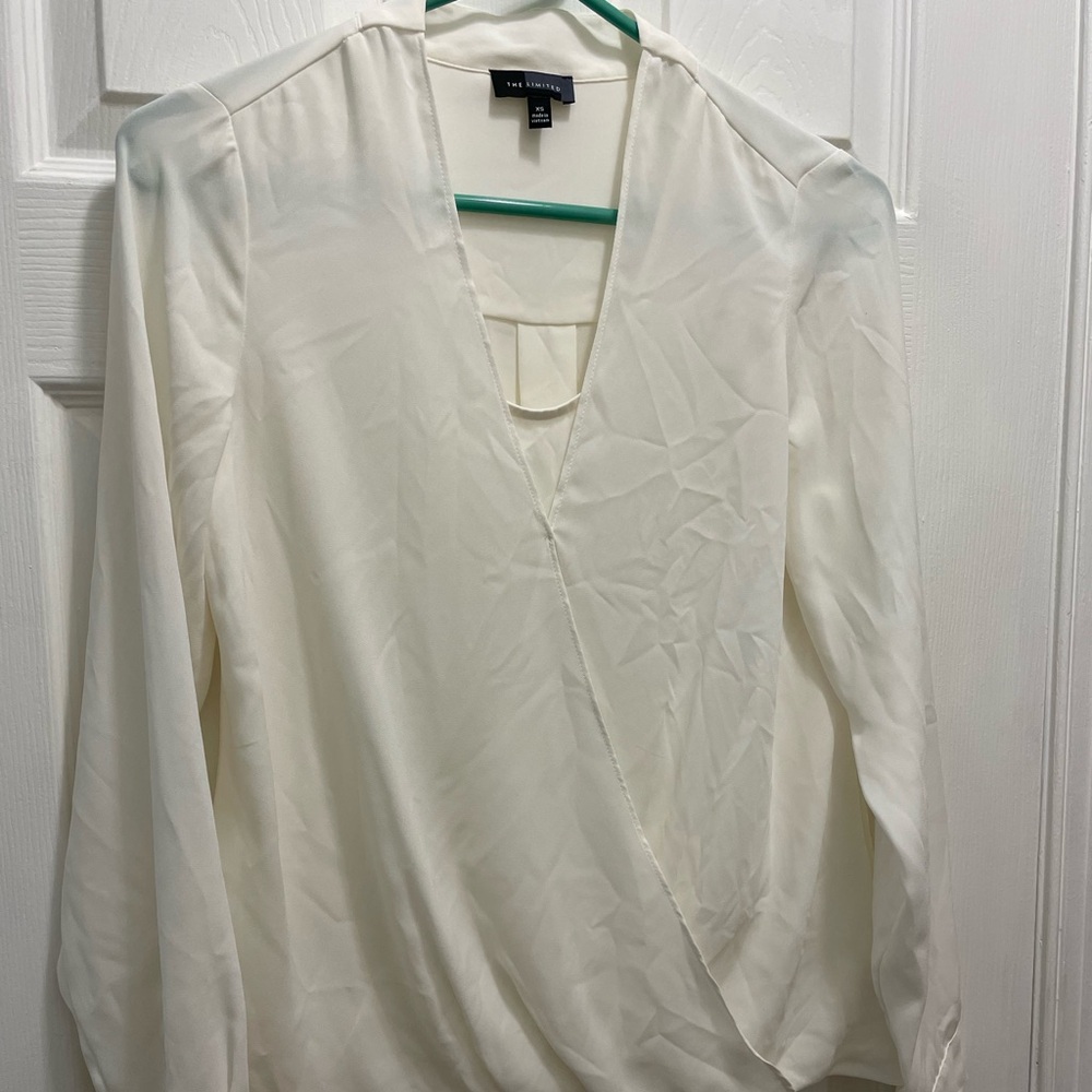 The Limited Cream Wrap Blouse